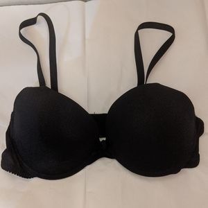 Black Fuchsia Y2K Black Lightly Padded Push Up Bra Natural Cleavage Vintage 34 B